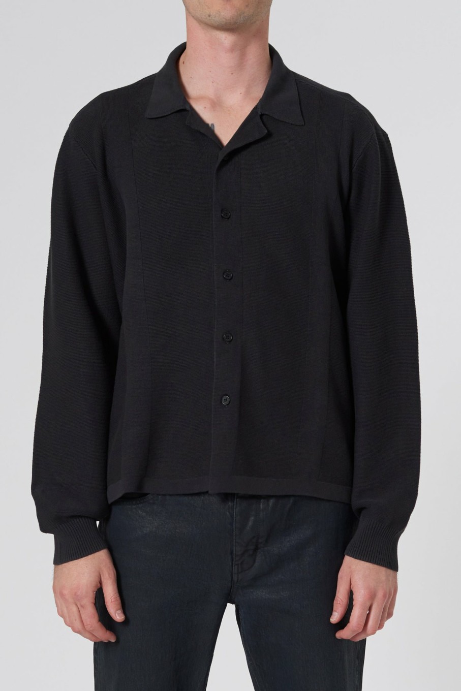 MENS Neuw Denim Shirts | Saville Ls Knit Shirt - Black