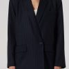 WOMENS Neuw Denim Jackets | Oversized Pinstripe Blazer - Navy