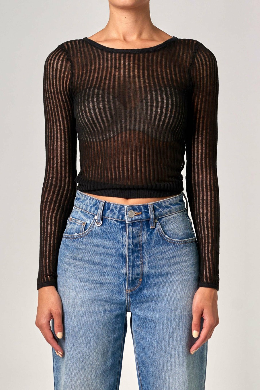 WOMENS Neuw Denim Tops & Singlets | Zia Fine Knit Top - Black