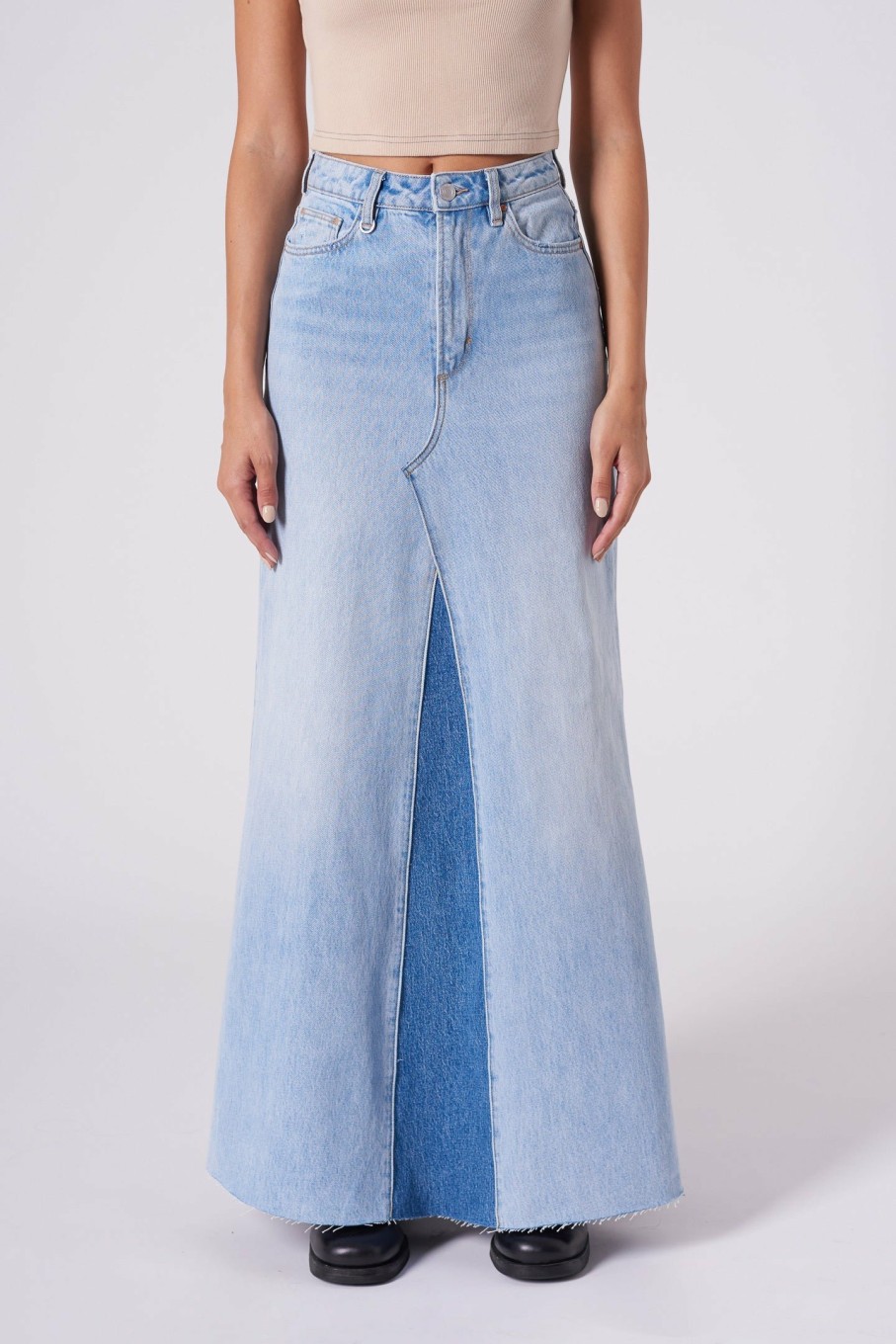 WOMENS Neuw Denim Skirts | Rework Maxi Skirt - Light Bleach