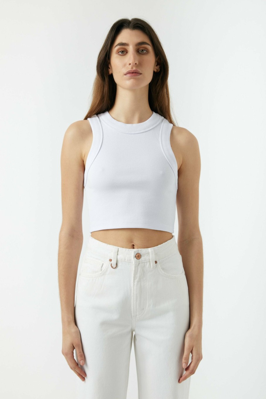 WOMENS Neuw Denim Tops & Singlets | Jonesy Crop - White