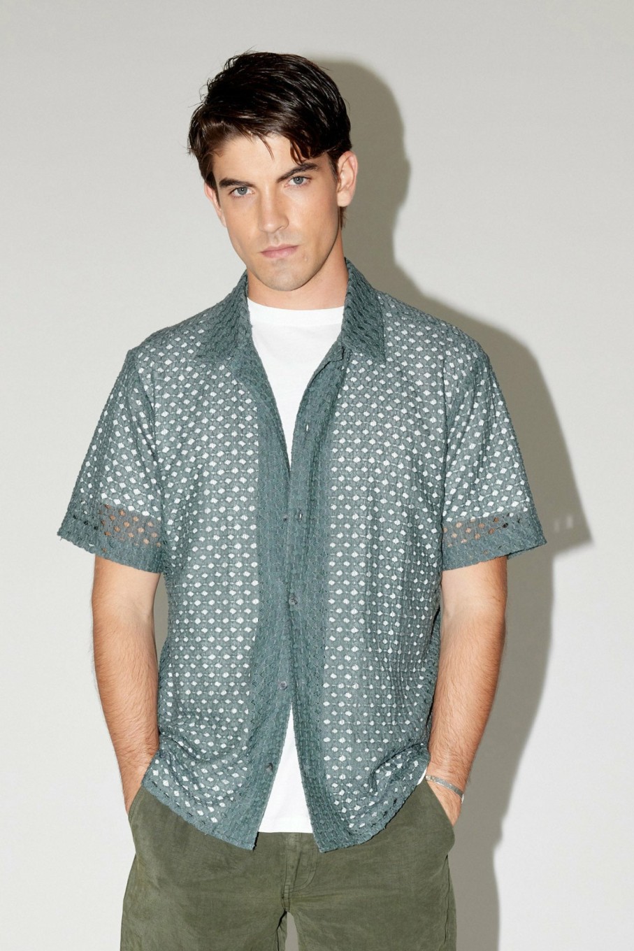 MENS Neuw Denim Shirts | Curtis Ss Broderie - Military