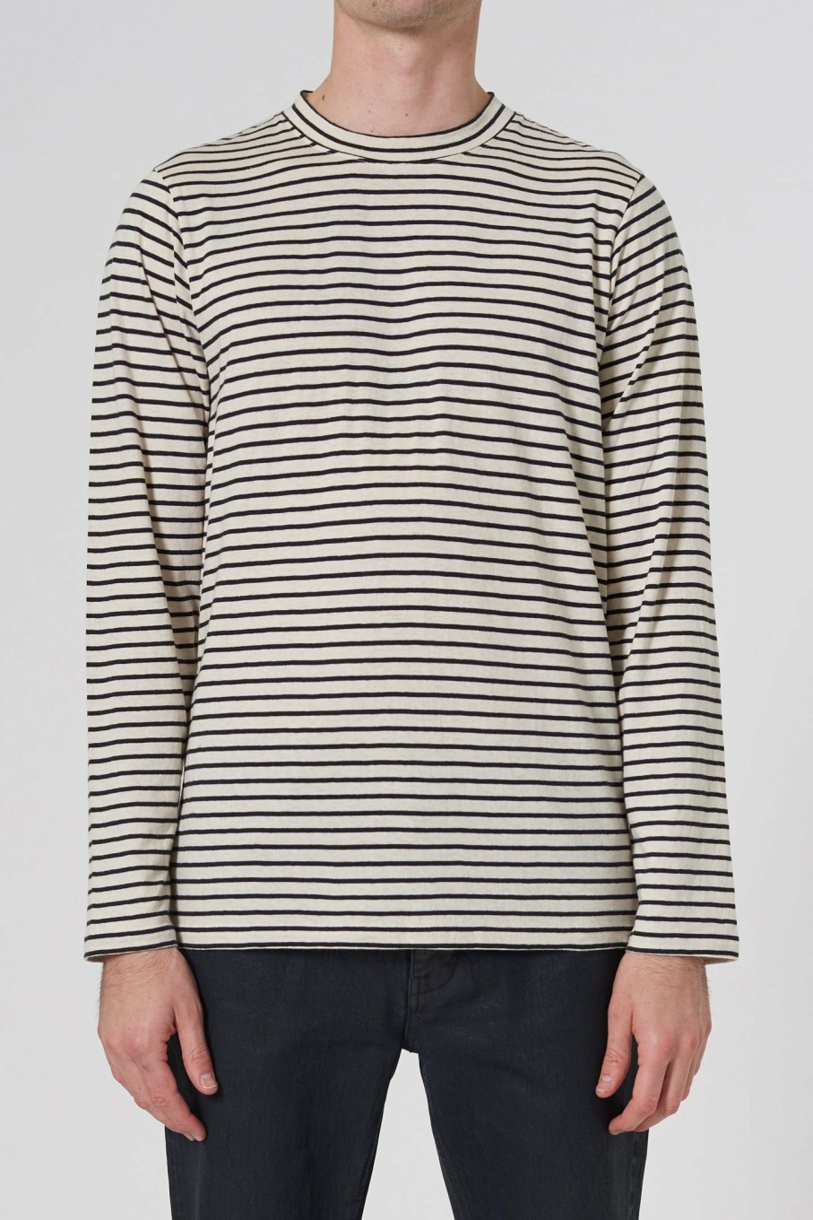 MENS Neuw Denim Tees | Stripe Ls Layer Tee - Black