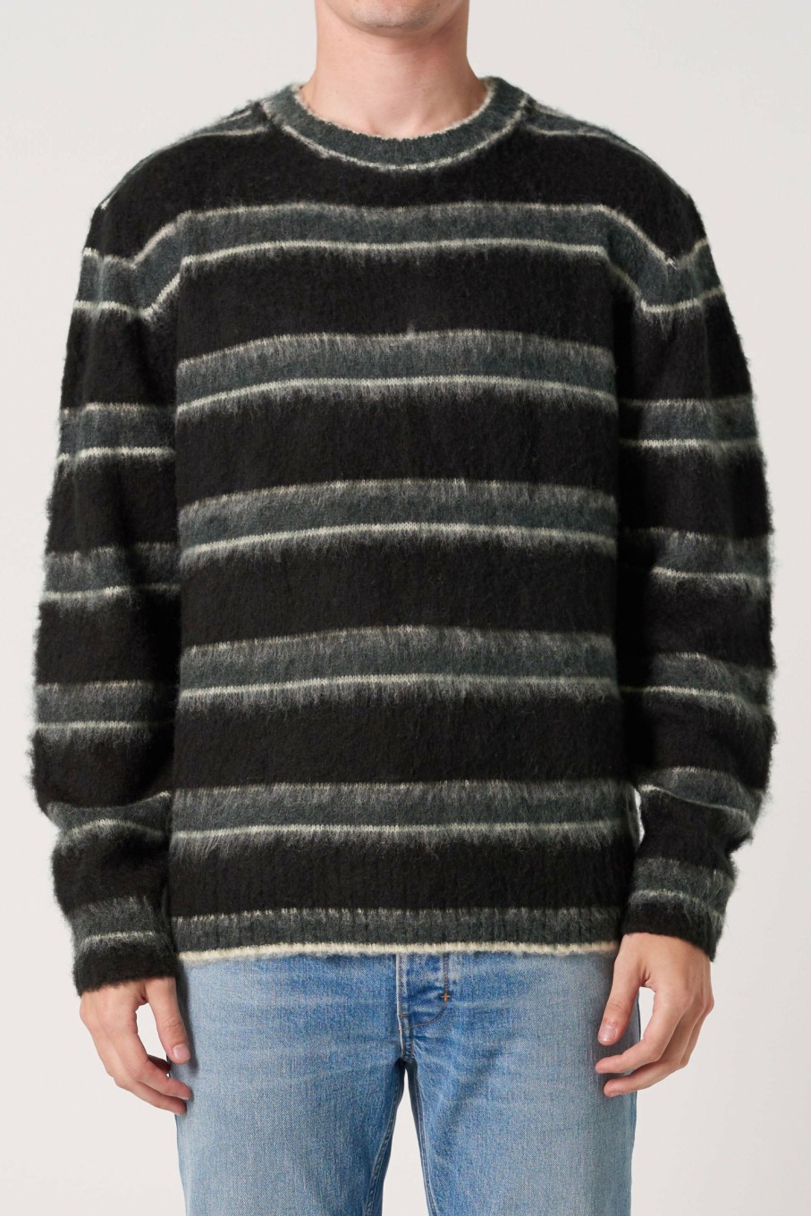 MENS Neuw Denim Knits | Saville Stripe Knit - Dark Pine Stripe