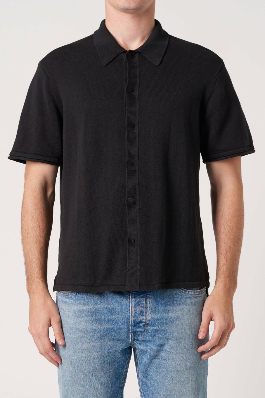 MENS Neuw Denim Shirts | Saville Knit Ss Shirt - Black