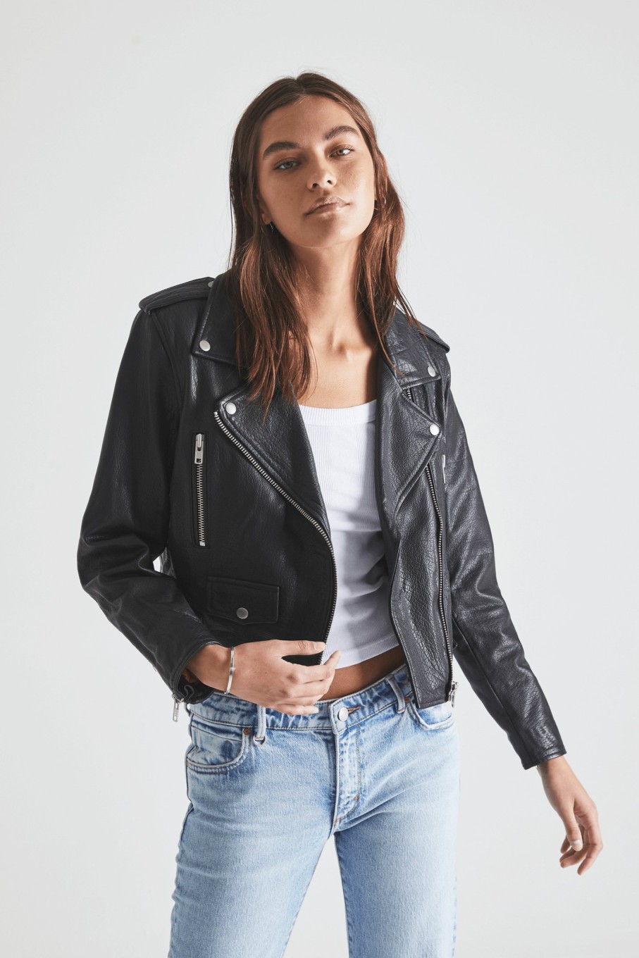 WOMENS Neuw Denim Jackets | Rae Leather Jacket - Black