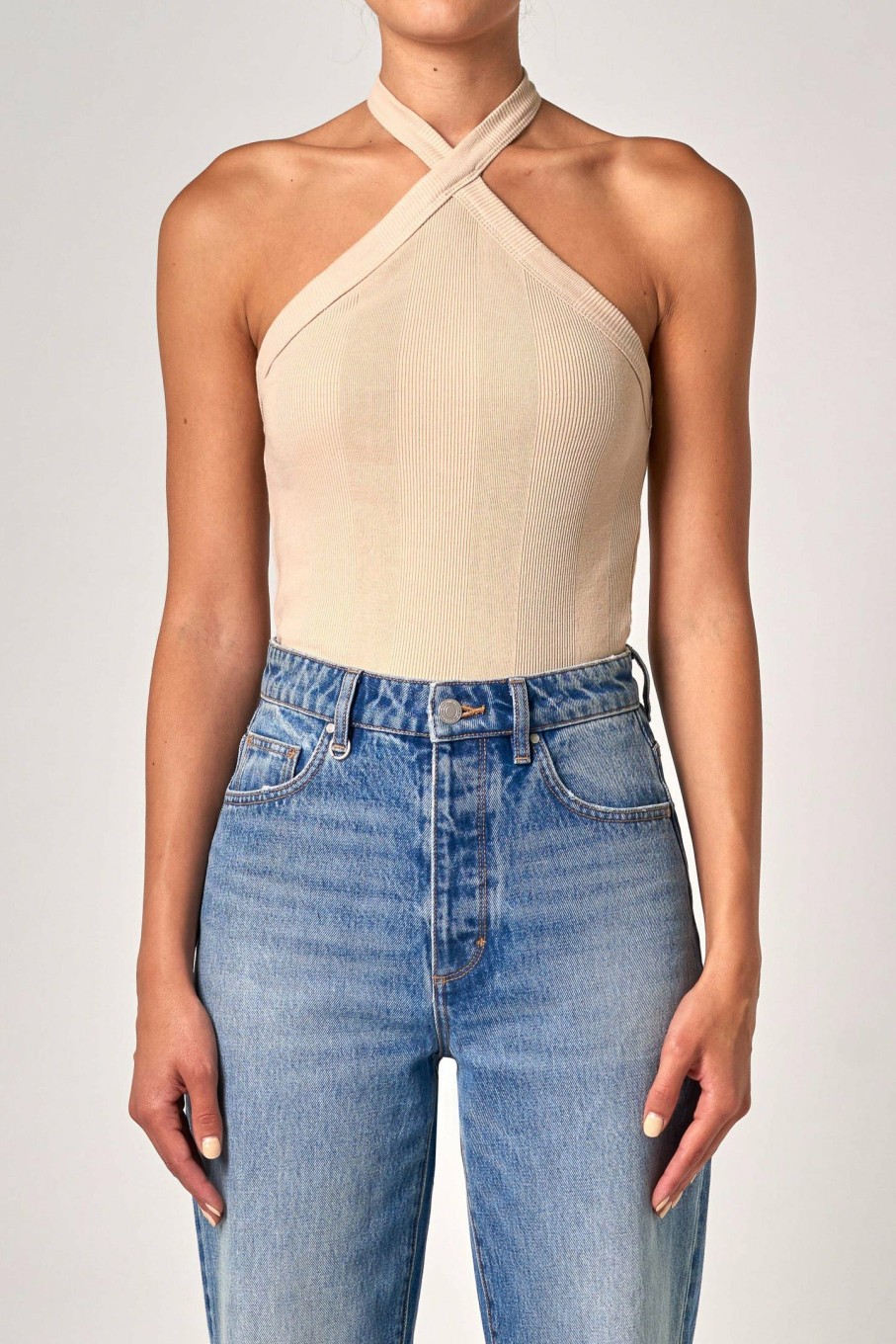 WOMENS Neuw Denim Tops & Singlets | Frenchie Halter Top - Bleached Sand