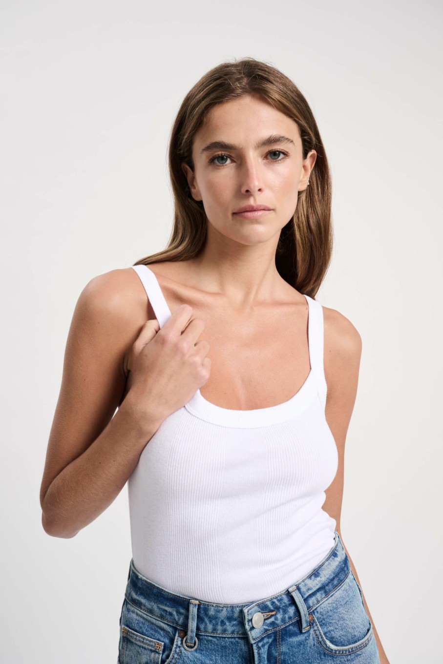 WOMENS Neuw Denim Tops & Singlets | Frenchie Rib Singlet - White