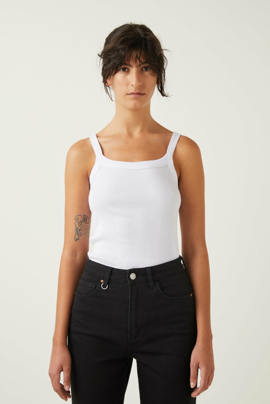 WOMENS Neuw Denim Tops & Singlets | Frenchie Rib Singlet - White