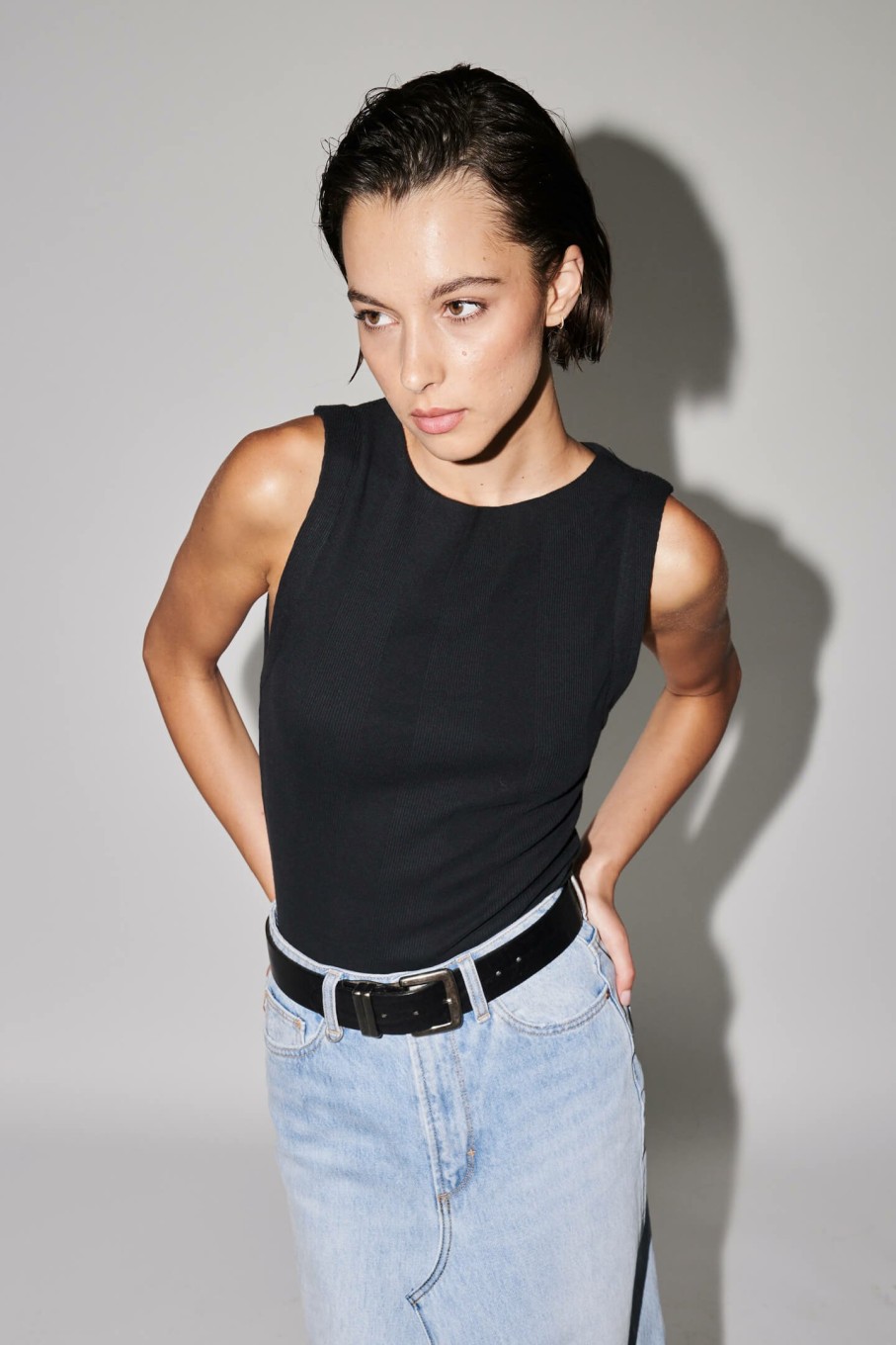 WOMENS Neuw Denim Tops & Singlets | Frenchie 90S Top - Black