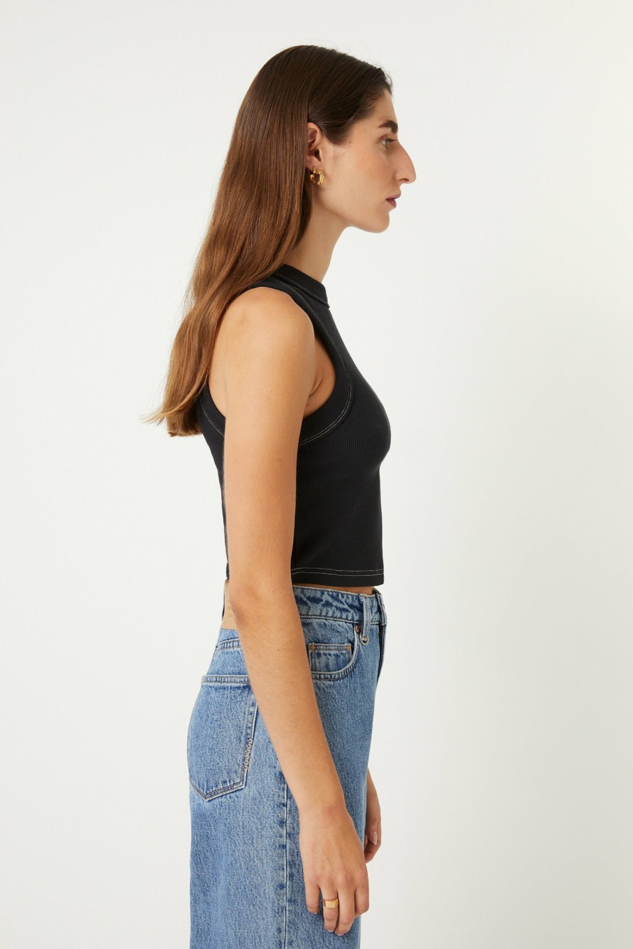 WOMENS Neuw Denim Tops & Singlets | Jonesy Recut Rib Singlet - Black