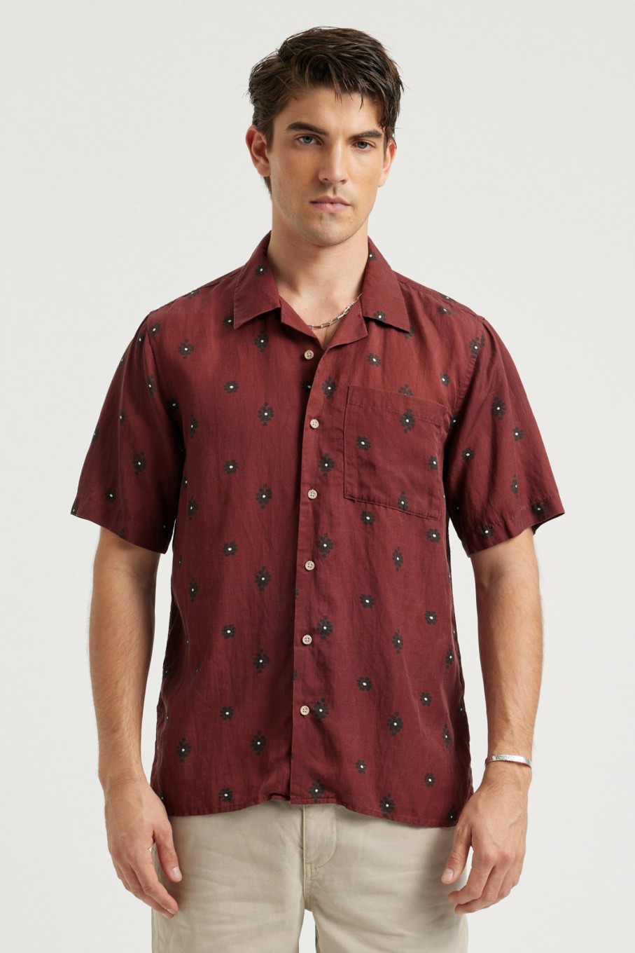 MENS Neuw Denim Shirts | Curtis Ss Knotted - Oxblood