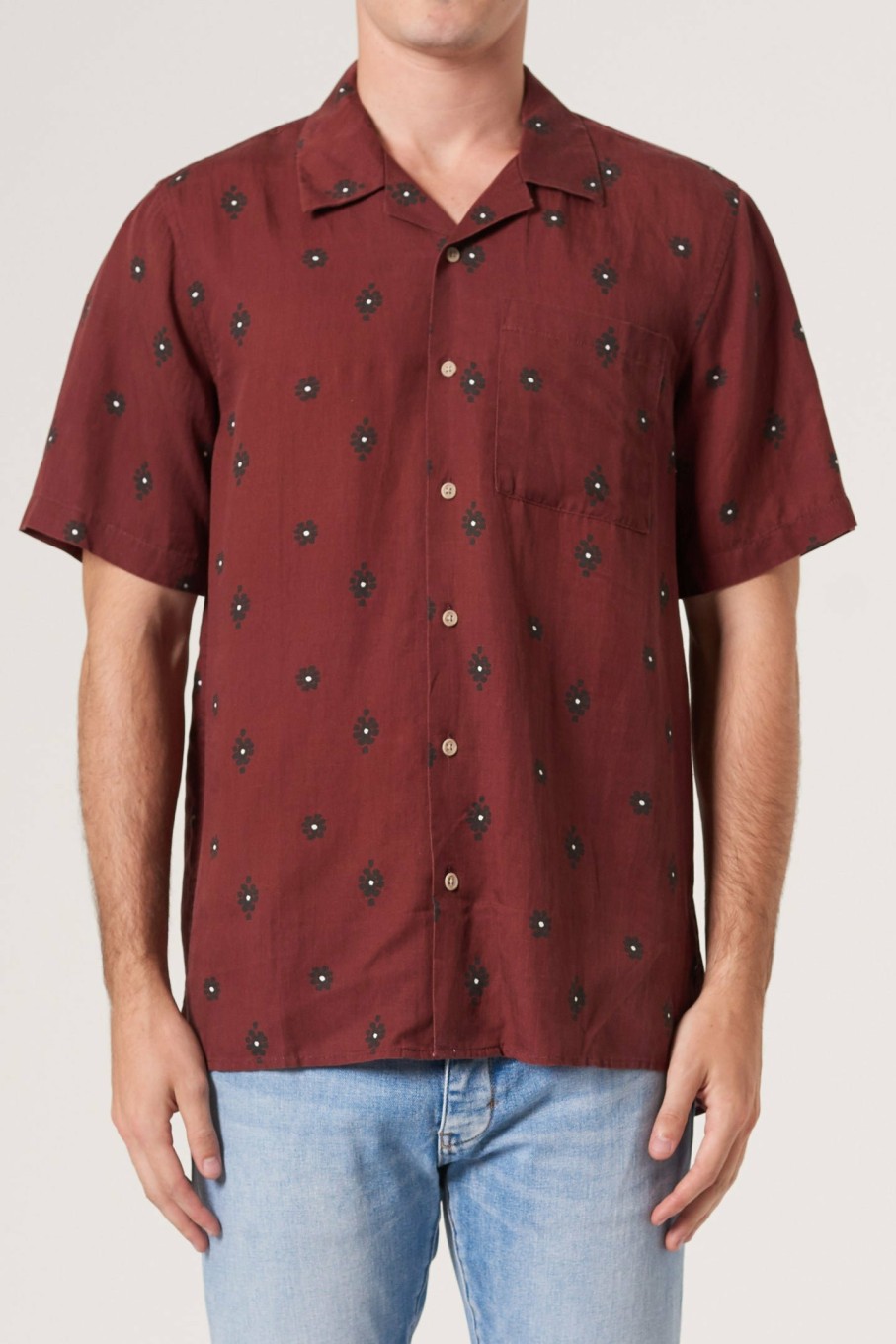 MENS Neuw Denim Shirts | Curtis Ss Knotted - Oxblood