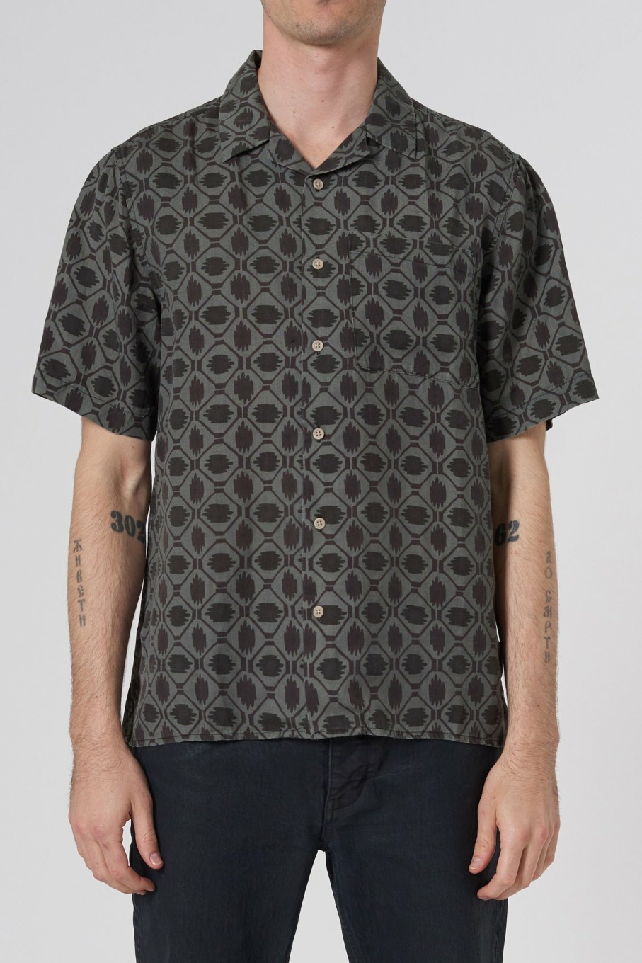 MENS Neuw Denim Shirts | Curtis Ss Ikat - Dark Pine